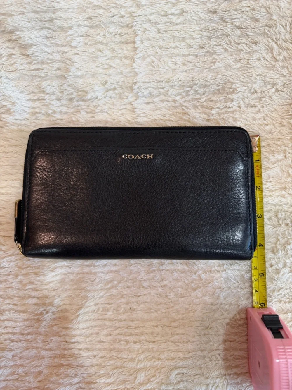 Coach Black Pebbled Leather Zip Around Wallet - Picture 6 of 7